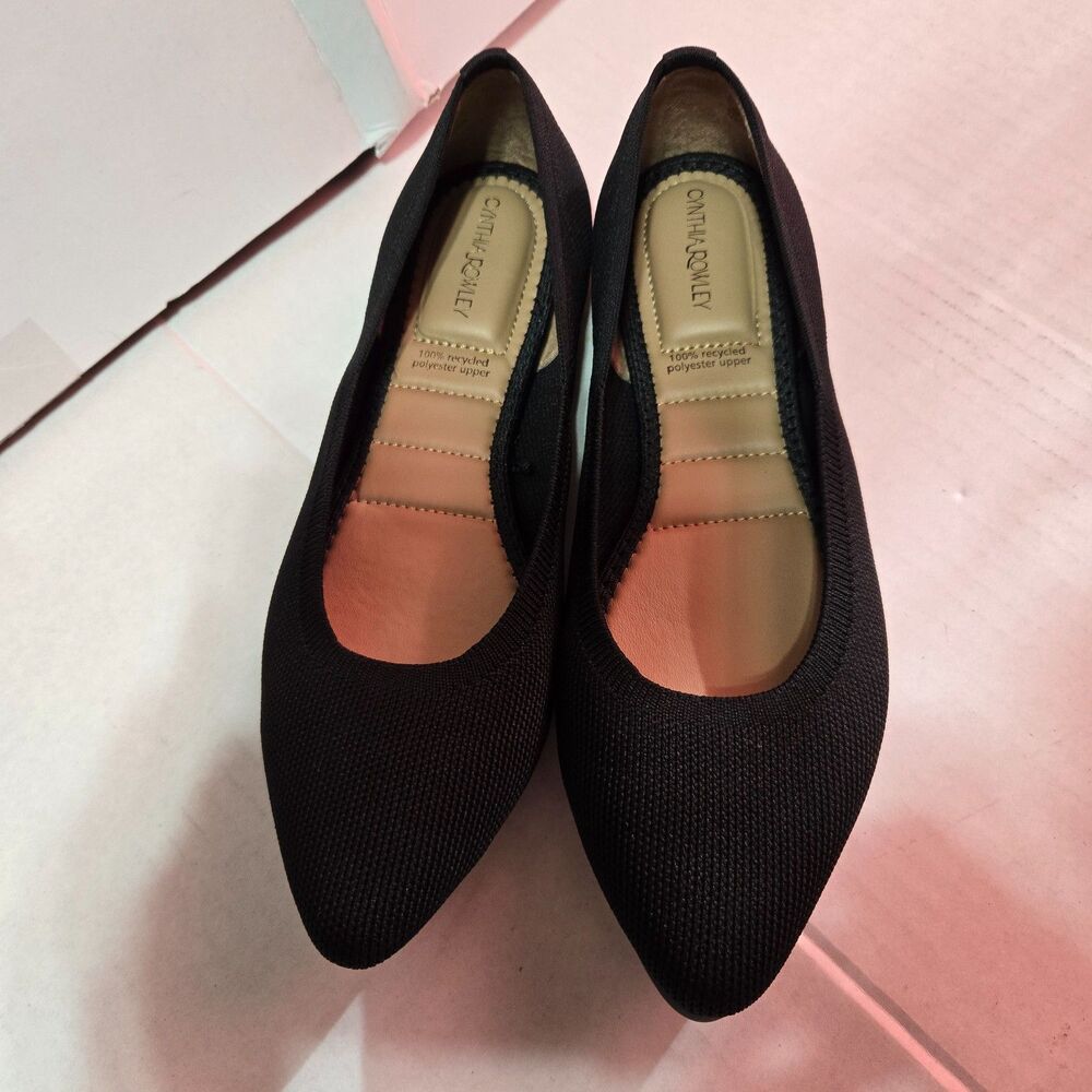 Cynthia Rowley Womens Black Stretch Knit Pointed Toe Ballet Flats Size 7.5
